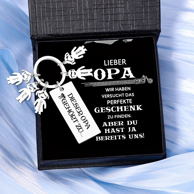 Kettenmachen Personalisierbare 5 Namen Schlüsselanhänger-Dieser Opa gehört zu-Geschenk für Großvater
