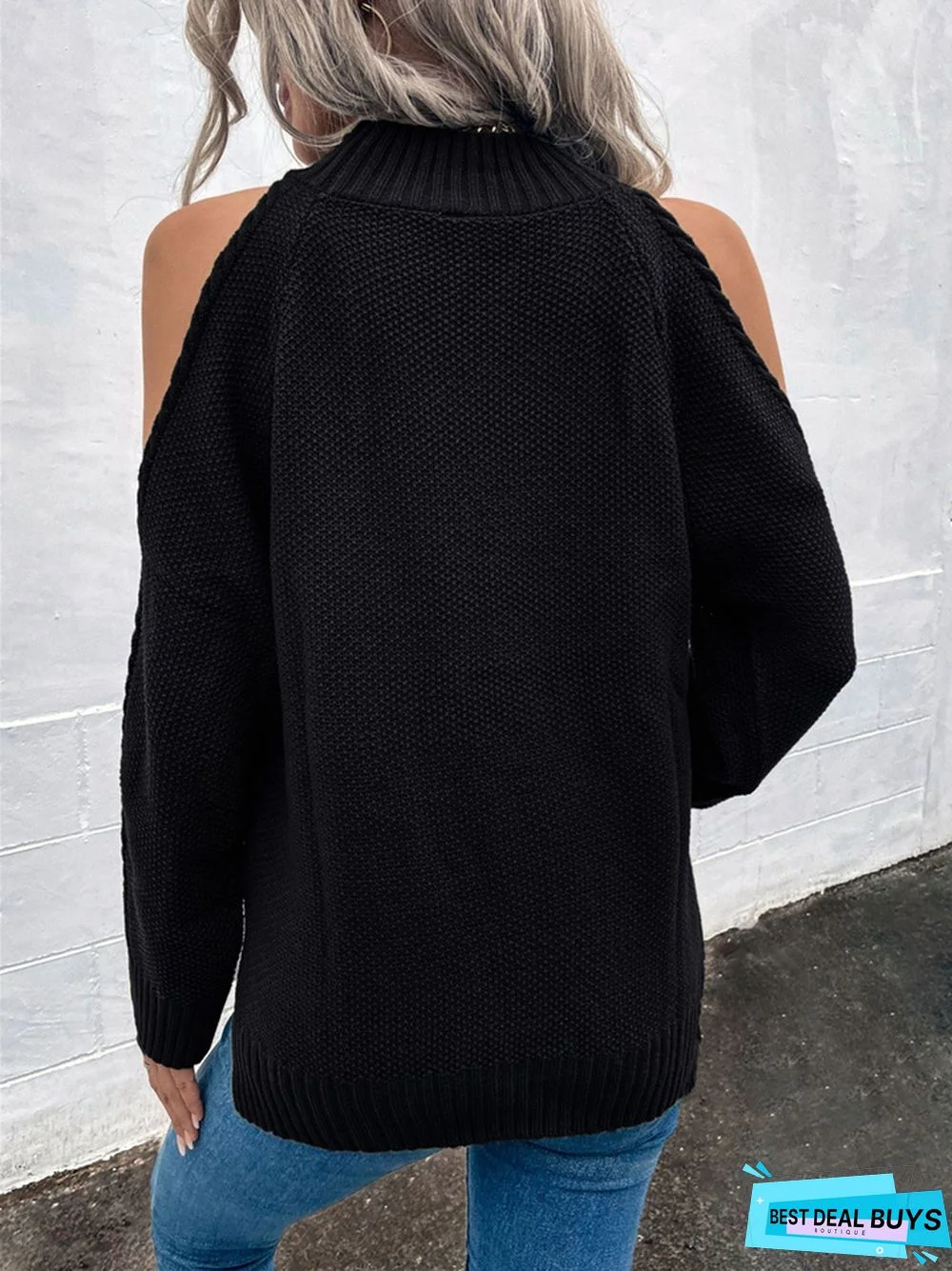 Loose Off-The-Shoulder Solid Color Casual Sweater