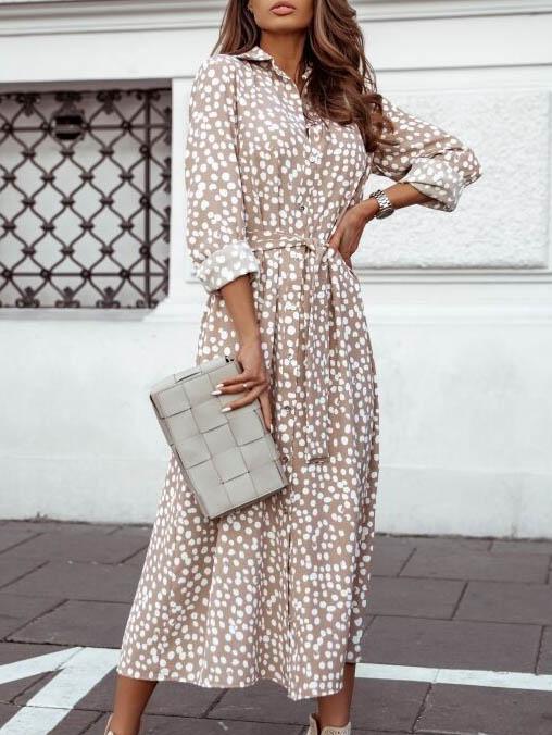 Women Half Sleeve V-neck Solid Color Dress