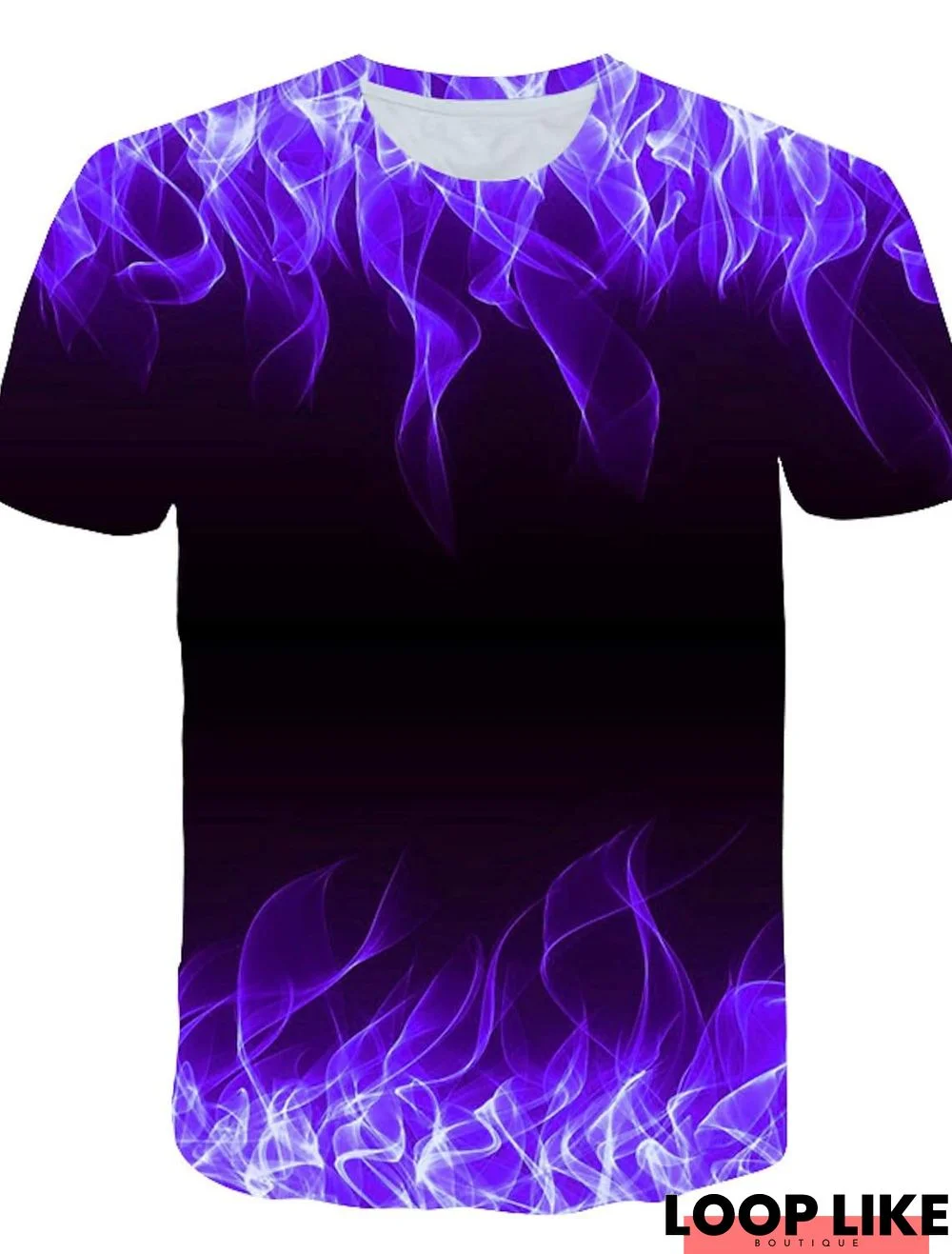 Men's T Shirt Graphic Flame Print Short Sleeve Casual Tops Basic Designer Big and Tall Round Neck