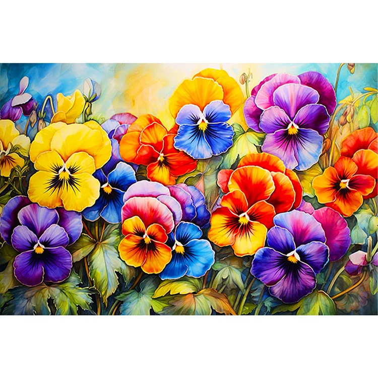 Pansy Field 60*40CM (Canvas) Full Round Drill Diamond Painting gbfke