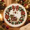 Santa Sleigh Christmas Wreath 14CT Stamped Cross Stitch Kit 40&times;40cm tapestrymarket