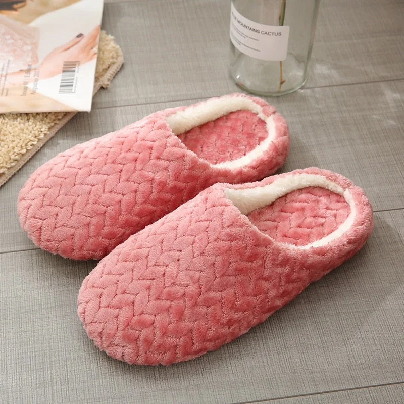 Women Indoor Slippers Warm Plush Home Slipper Autumn Winter Shoes Woman House Flat Floor Soft Slient Slides for Bedroom