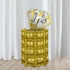 10 Pack | Metallic Gold Double Row Mylar Foil Balloon Backdrop, Square Diamond Design Balloon Wall - 43"x11"