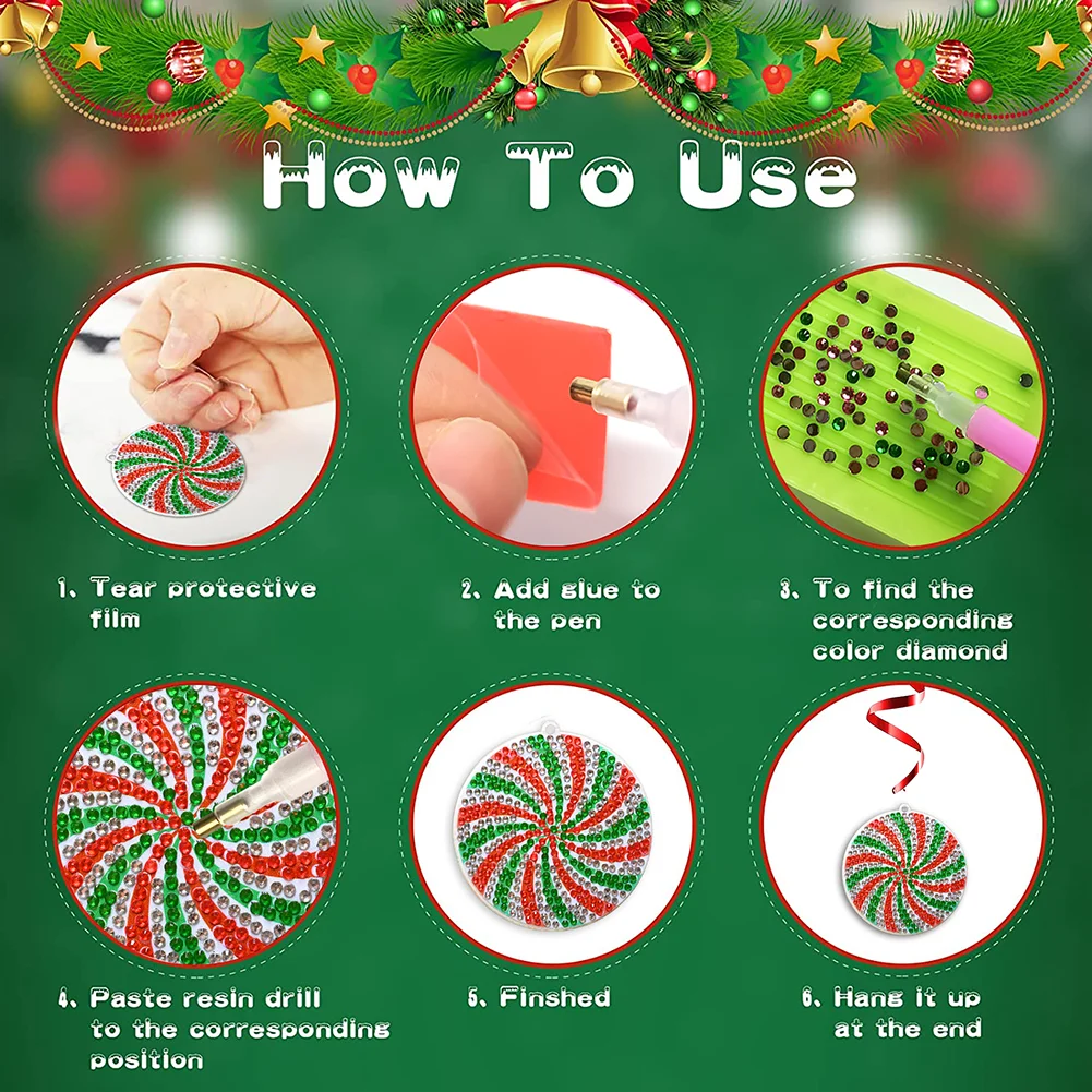 12pcs Diamond Painting Art Pendant Snowman Special Shape Christmas