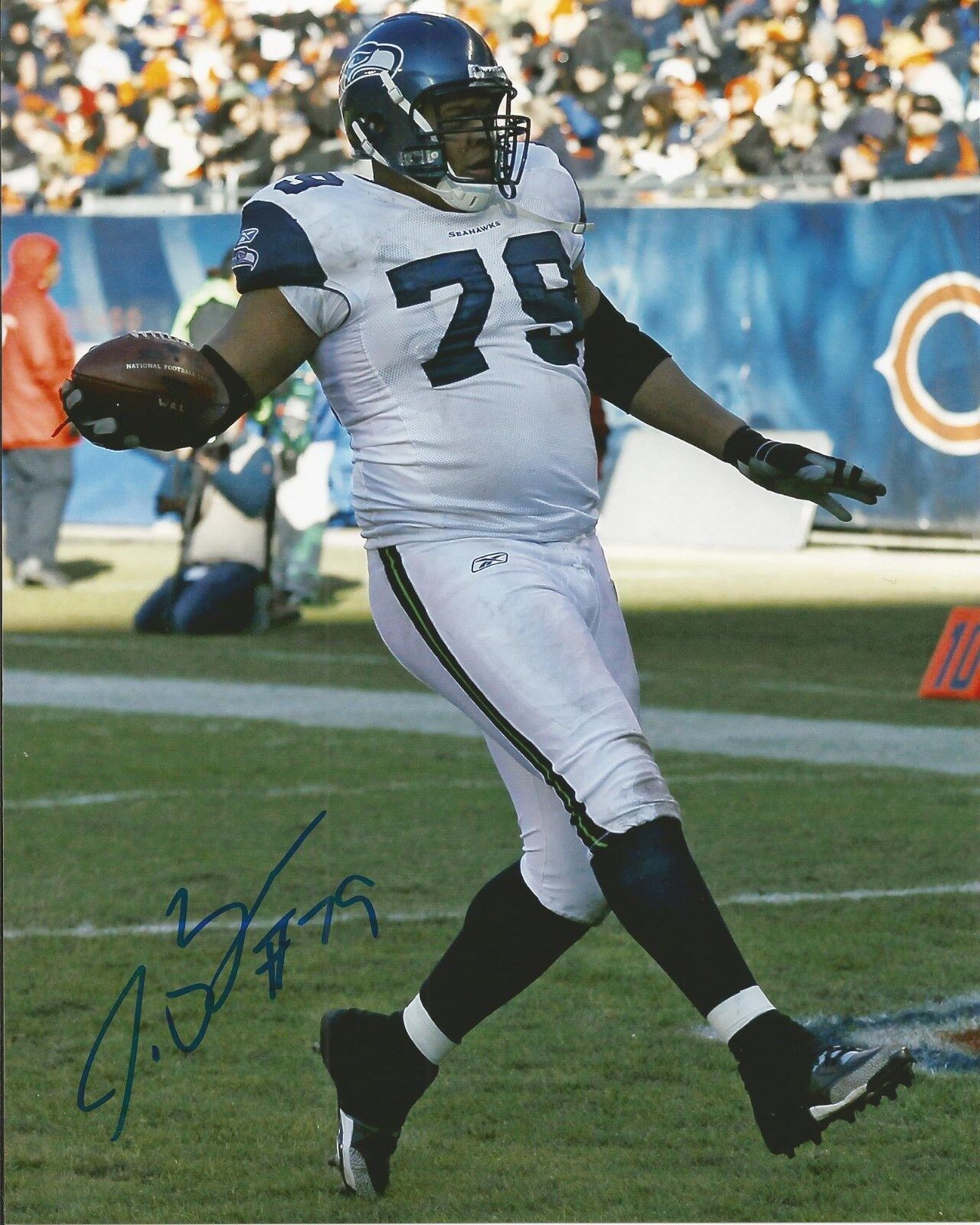 BIG RED BRYANT SIGNED SEATTLE SEAHAWKS 8x10 Photo Poster painting #7 with PROOF