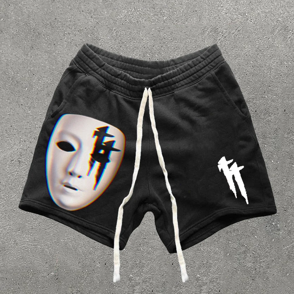 Casual Mask Cross Print Shorts