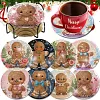 8pcs DIY Diamond Painting Coaster Kit With Holder - Gingerbread Man