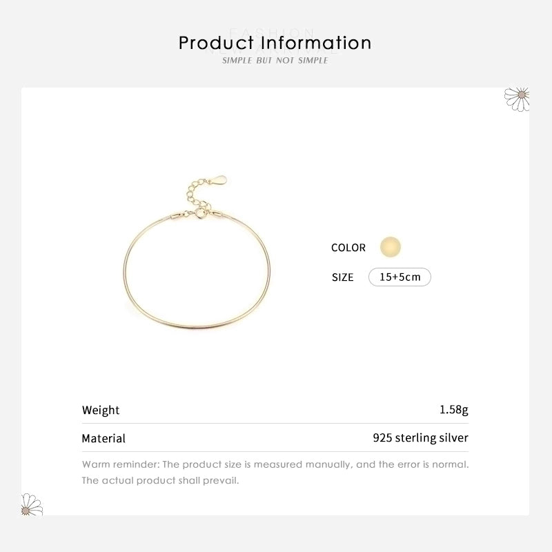 925 Sterling Silver Snake Chain Bracelets Minimalist