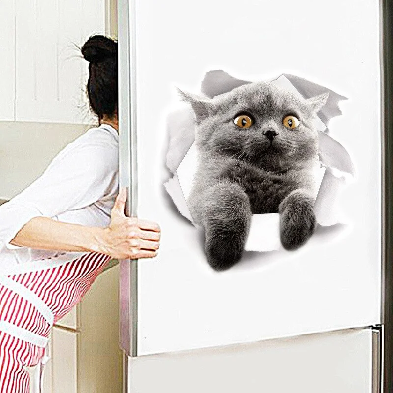 Cartoon Animal 3d Toilet Stickers on The Toilet Seat Cute Cats PVC Wall Sticker Bathroom Refrigerator Door Decor Stickers Decals