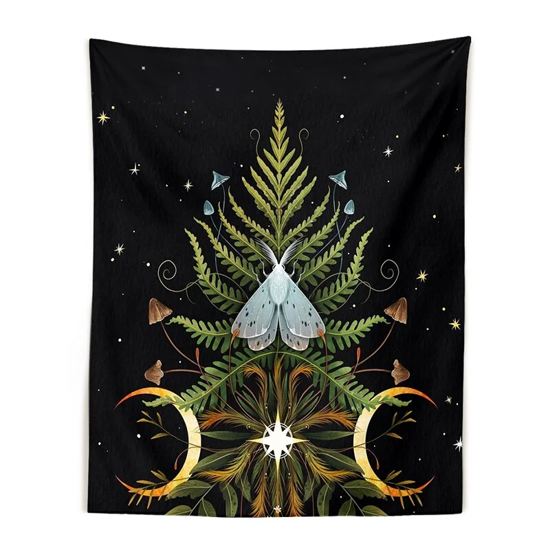 Botanical Mushroom Tapestry Wall Hanging Vintage moon phase Hippie Bohemian Tapestries Colorful Psychedelic INS Home Decor