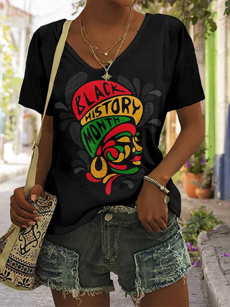Black History Month V Neck T-Shirt