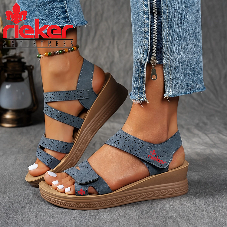 Rieker 2025 nové sandály na klínku na suchý zip