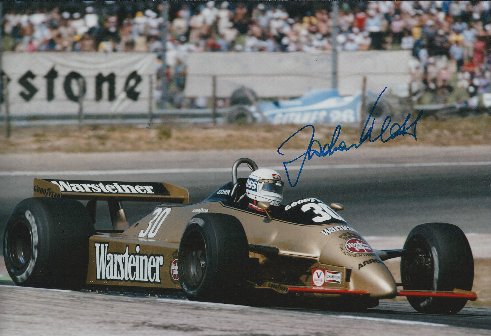 Jochen MASS SIGNED 12x8 Photo Poster painting Autograph AFTAL COA Arrows Ford Cosworth Spain GP