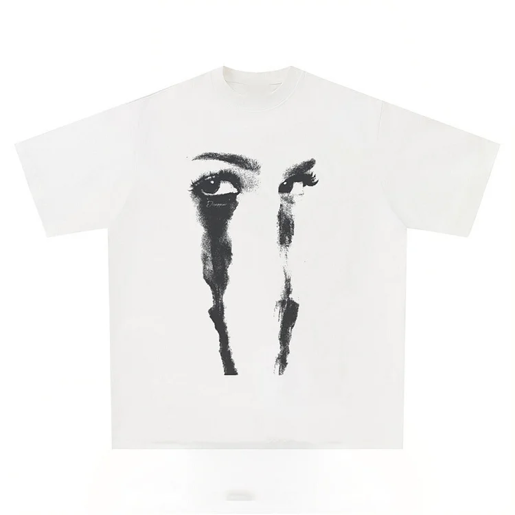 Summer Short-Sleeved Streetwear T-Shirt Back Eye Print Y2k T-Shirt at Hiphopee