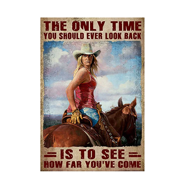 Cowgirl - enseigne vintage en étain - 7.9x11.8 & 11.8x15.7inch