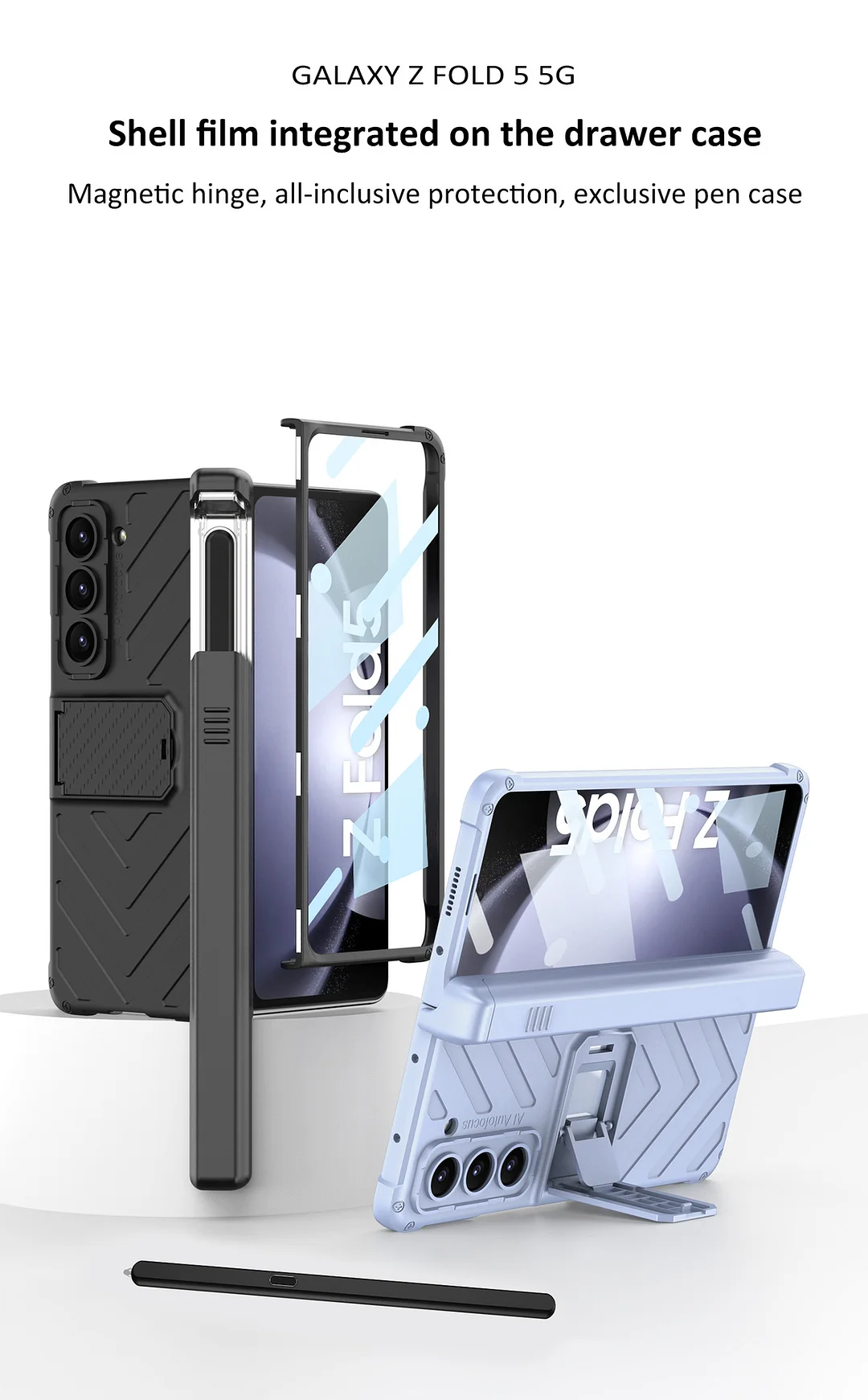 Compatible with Samsung Galaxy Z Fold Series Folding Magnetic Hinge Slide Cover Phone Case