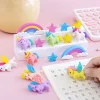 6 PACKS Rainbow Unicorn Star Erasers for Kids Student Office Exam Stationery Gift
