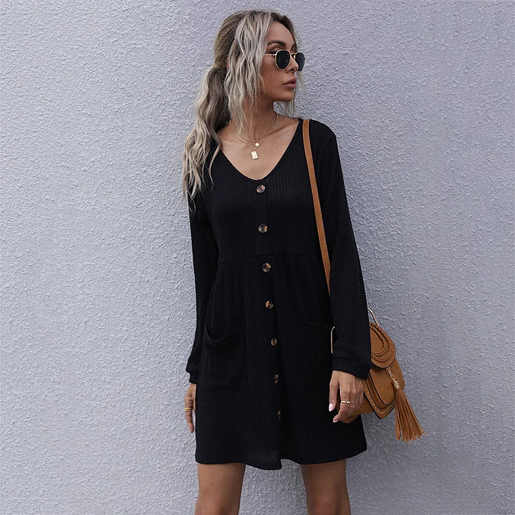 Knitted Sweater Loose Long Sleeved Wool Dress
