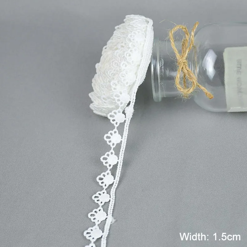 5Yards/lot White Cotton Embroidered Lace Trim Ribbons Fabric DIY Sewing Handmade Craft Materials Garment Clothes Accessories