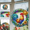 Diamond Painting Acrylic Stained Glass Rooster Hanging Pendant