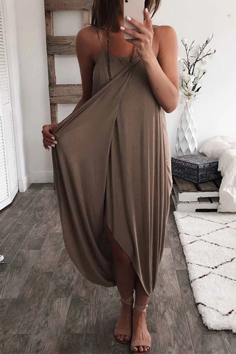Solid Color Knitted Loose And Irregular Maxi Dress(5 Colors)