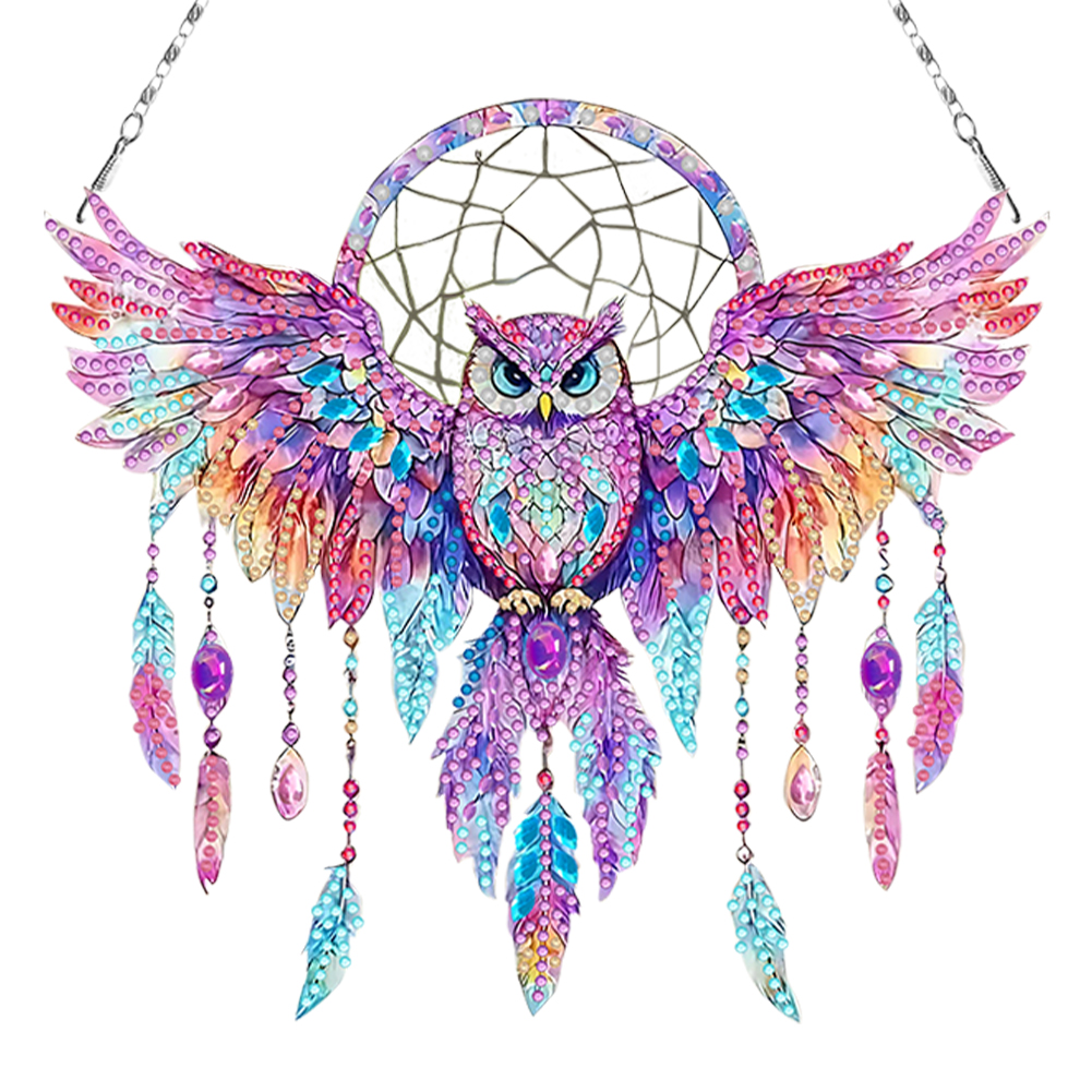 Owl Dream Catcher 5D DIY Diamond Painting Pendant for Home Wall Window Decor