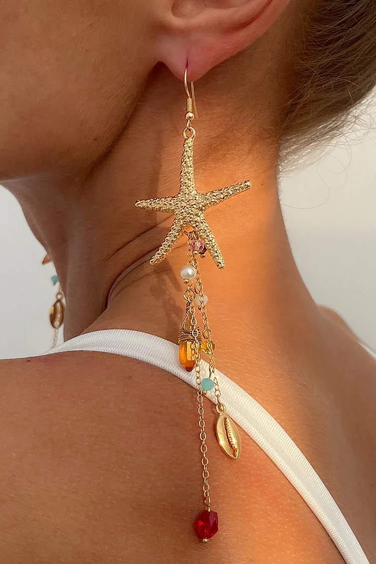 Starfish Beady Decor Pendants Vacation Dangle Earrings