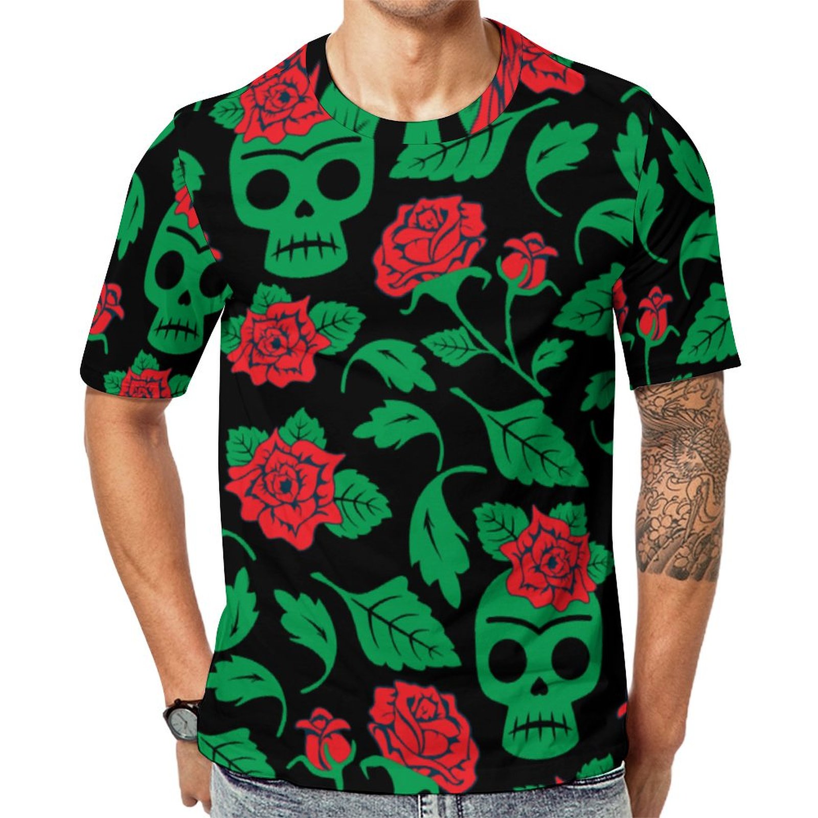 Frida Kahlo Skulls Roses Short Sleeve Print Unisex Tshirt Summer Casual Tees for Men and Women Coolcoshirts