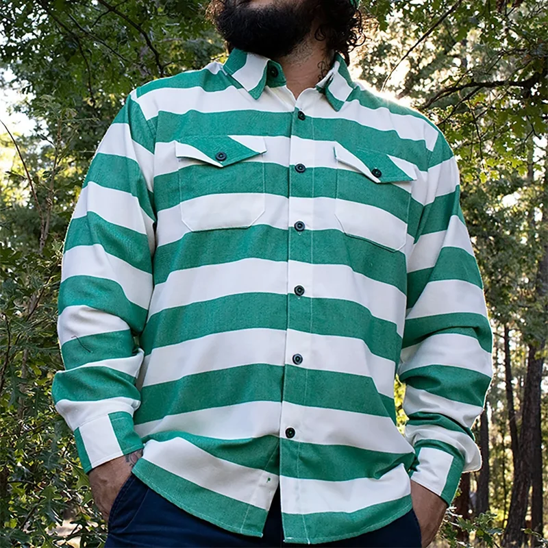 Heavy Retro Striped Long Sleeve Casual Shirt