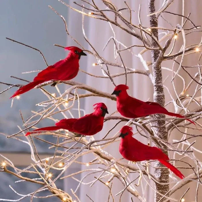 Clip-On Cardinal Christmas Tree Ornaments