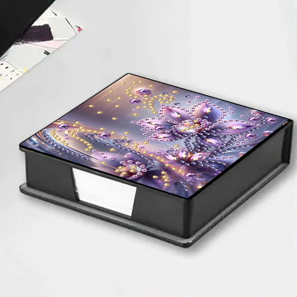 PU Flowers Diamond Painting Notecard Box with Papers for DIY Art Craft
