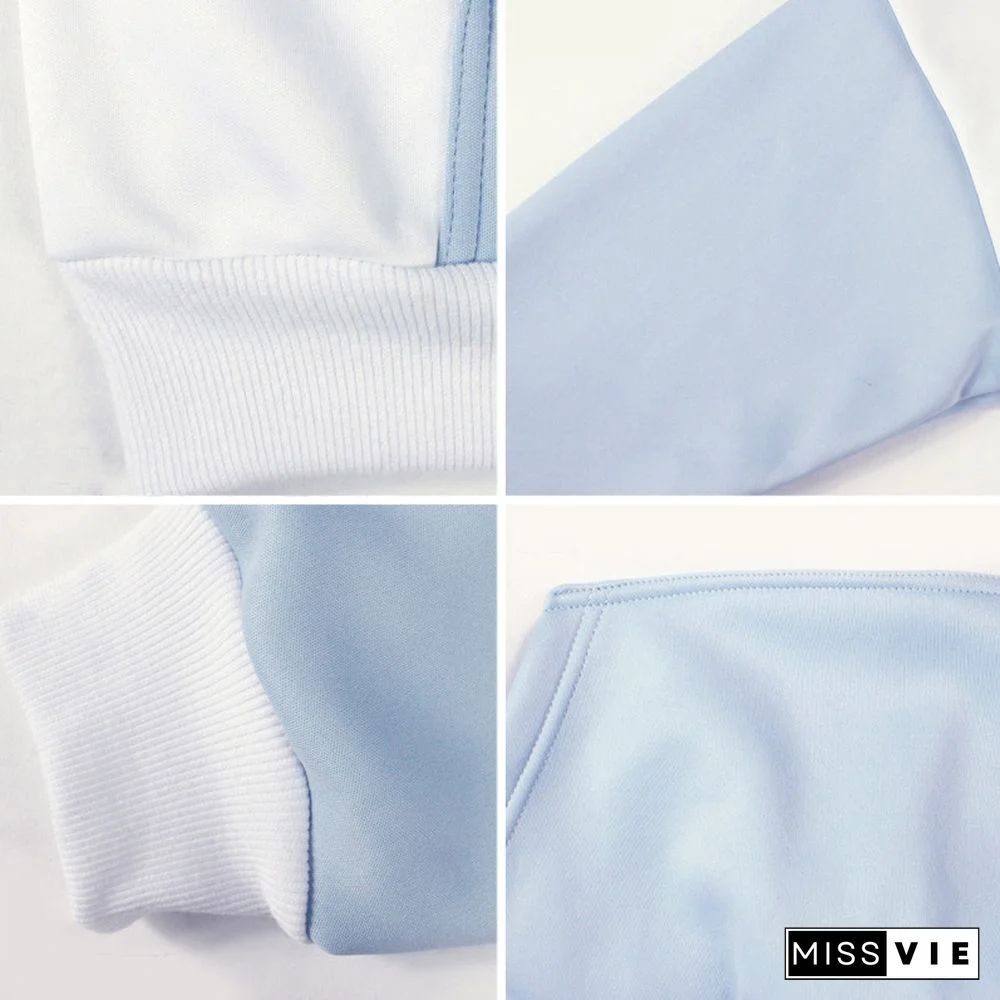 Cute Rabbit Print Pocket Hoodie