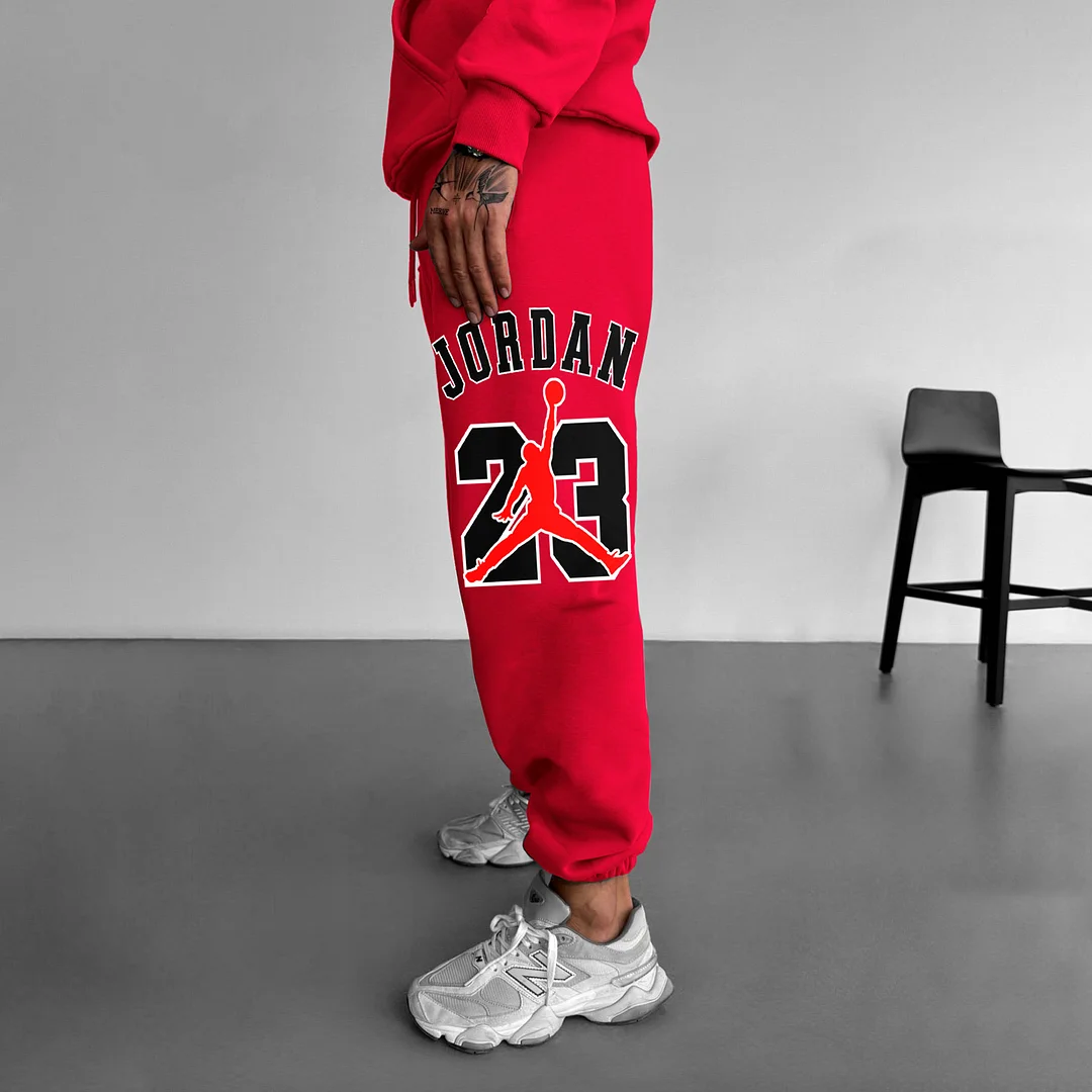 Men's Street Style Basketball Print Sweatpants Chicago 23 Sweatpants、、URBENIE