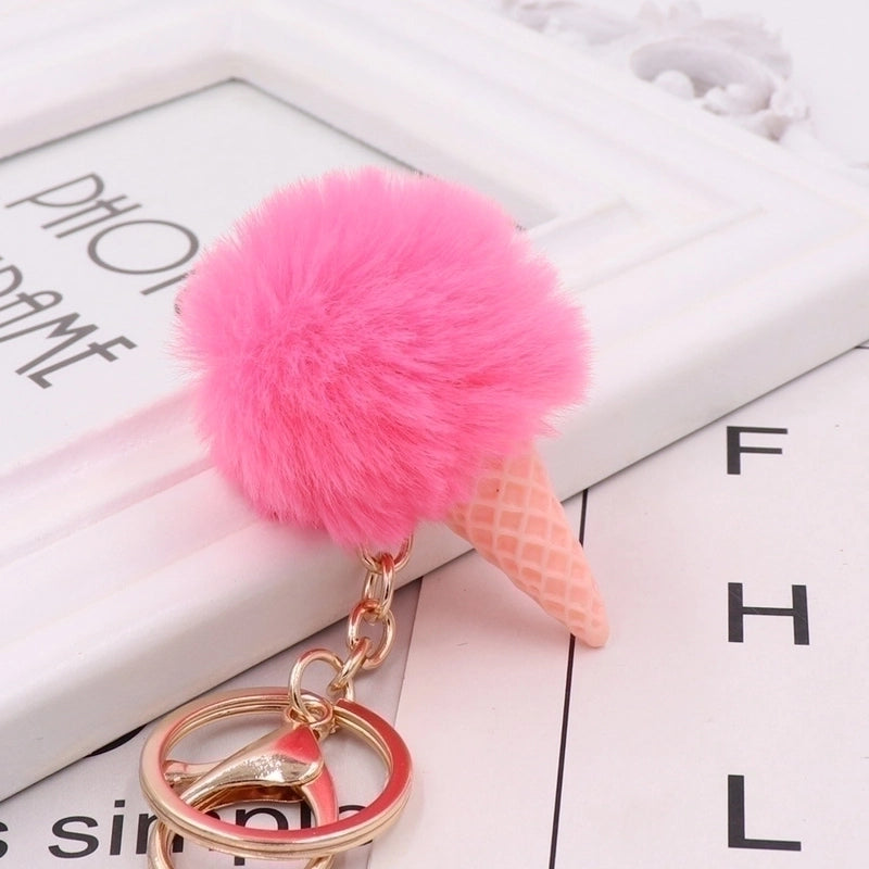 Cute Ice Cream Plush Women’s Bag Pendant Keychain