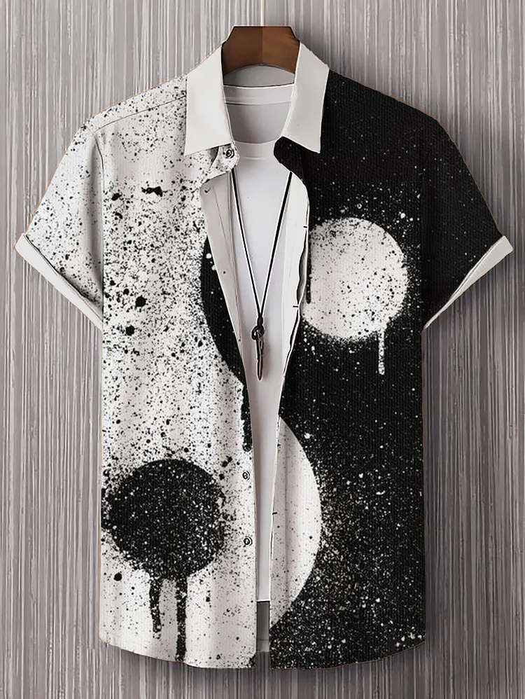 Men's Yin Yang Contrast Color Print Casual Shirt