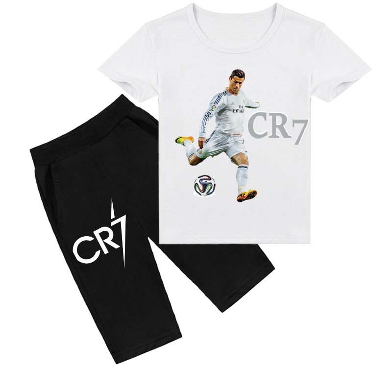 Mayoulove Ronaldo Inspired Boys  Girls Shorts Set - Trendy Soccer Outfit for Young Fans-Mayoulove