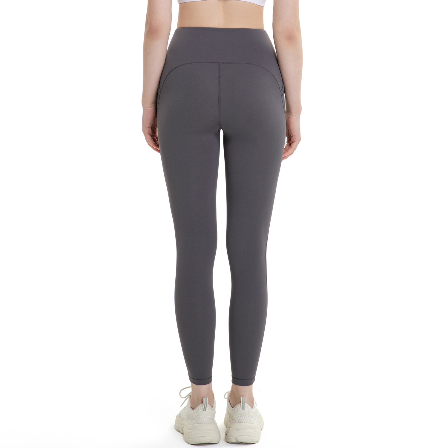 Titanium Gray Different types of women's high waist eco friendly butt lifting tummy control yoga pants with slant pockets not see through online shopping on Hergymclothing 