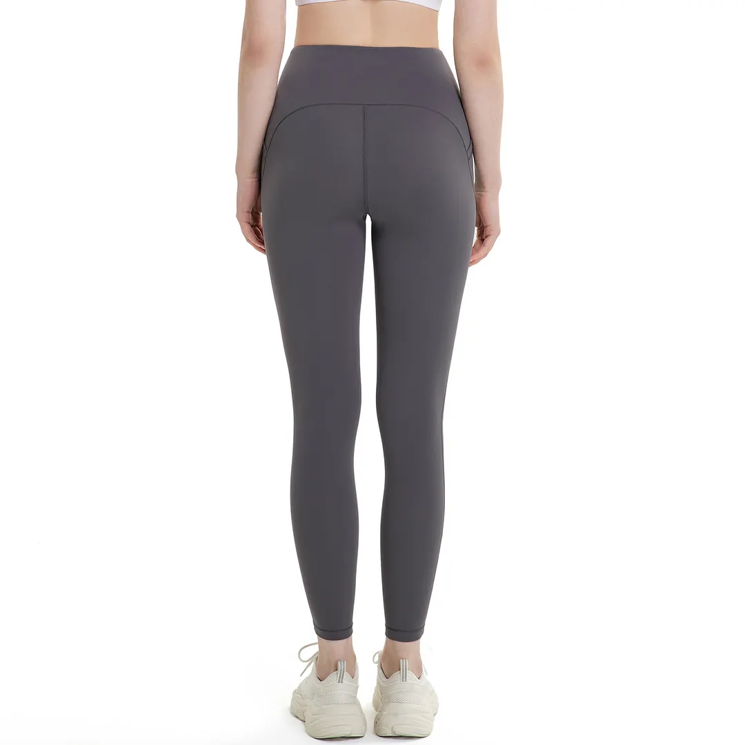 Titanium Gray Different types of women's high waist eco friendly butt lifting tummy control yoga pants with slant pockets not see through online shopping on Hergymclothing 