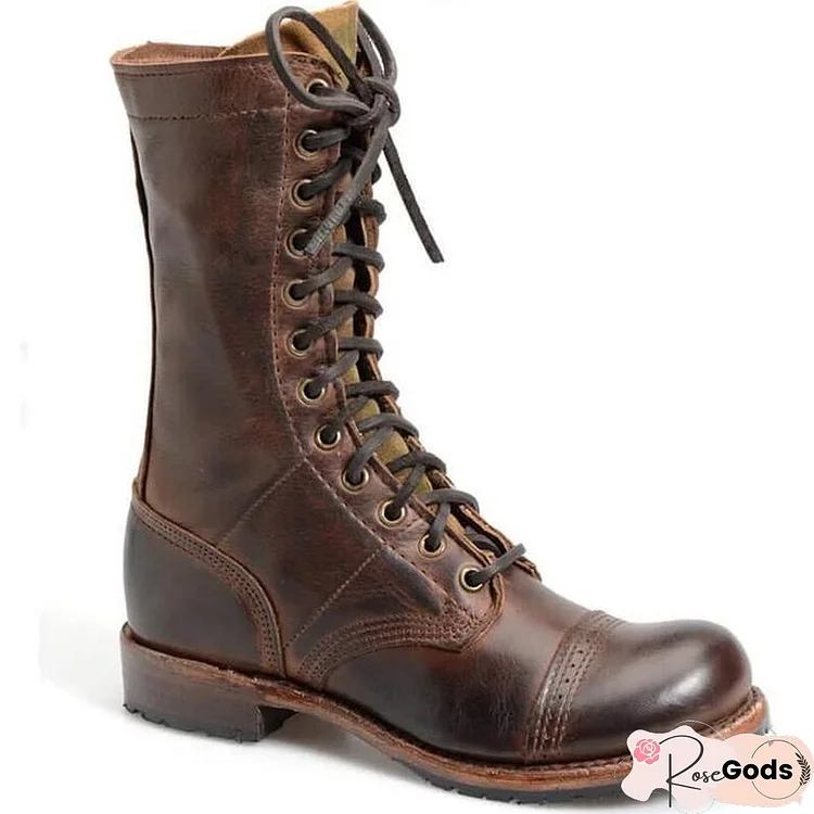 Men's Vintage Handcrafted Lace Up High Boots