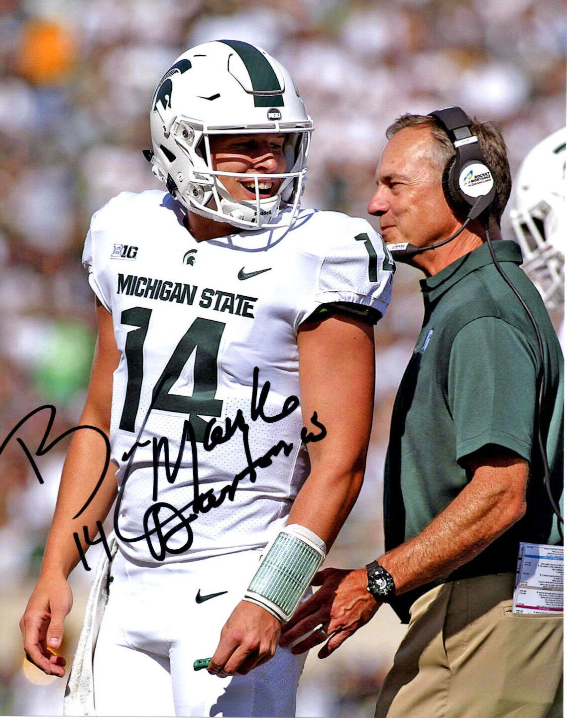 Brian Lewerke Mark Dantonio duo signed autographed 8x10 Photo Poster painting Michigan State