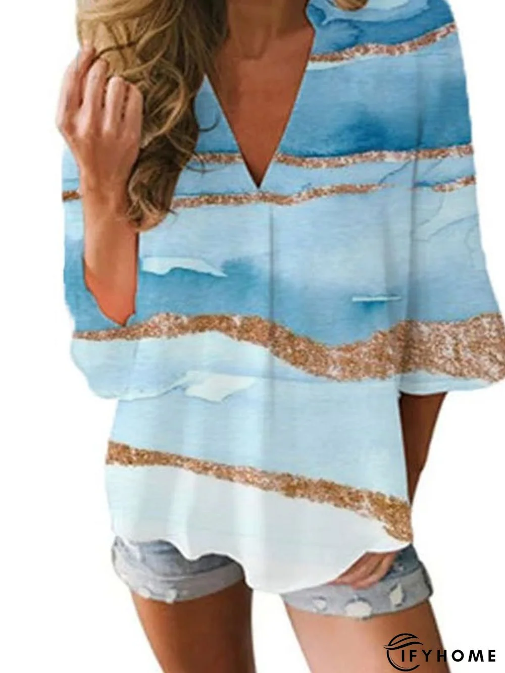 Printed Short Sleeve Casual Top | IFYHOME