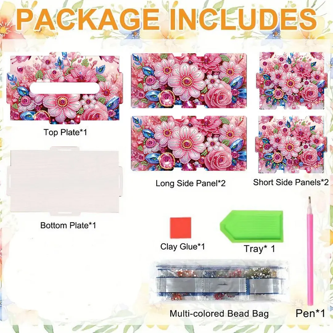 Flower DIY Diamond Art Paper Towel Holder for Home and Office Decoration