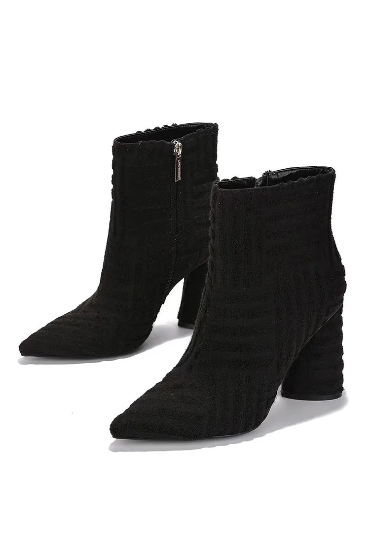 Pointy Toe Square Heel Zipper Boots
