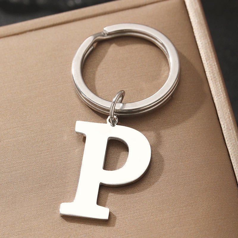 Basic Minimalist Letter 304 Stainless Steel Polishing Unisex Bag Pendant Keychain