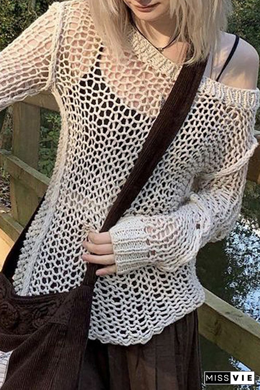 Casual Solid Hollowed Out One Shoulder Tops
