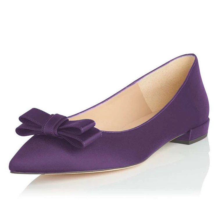 Purple Suede Pointy Toe Comfortable Flats by FSJ |FSJ Shoes