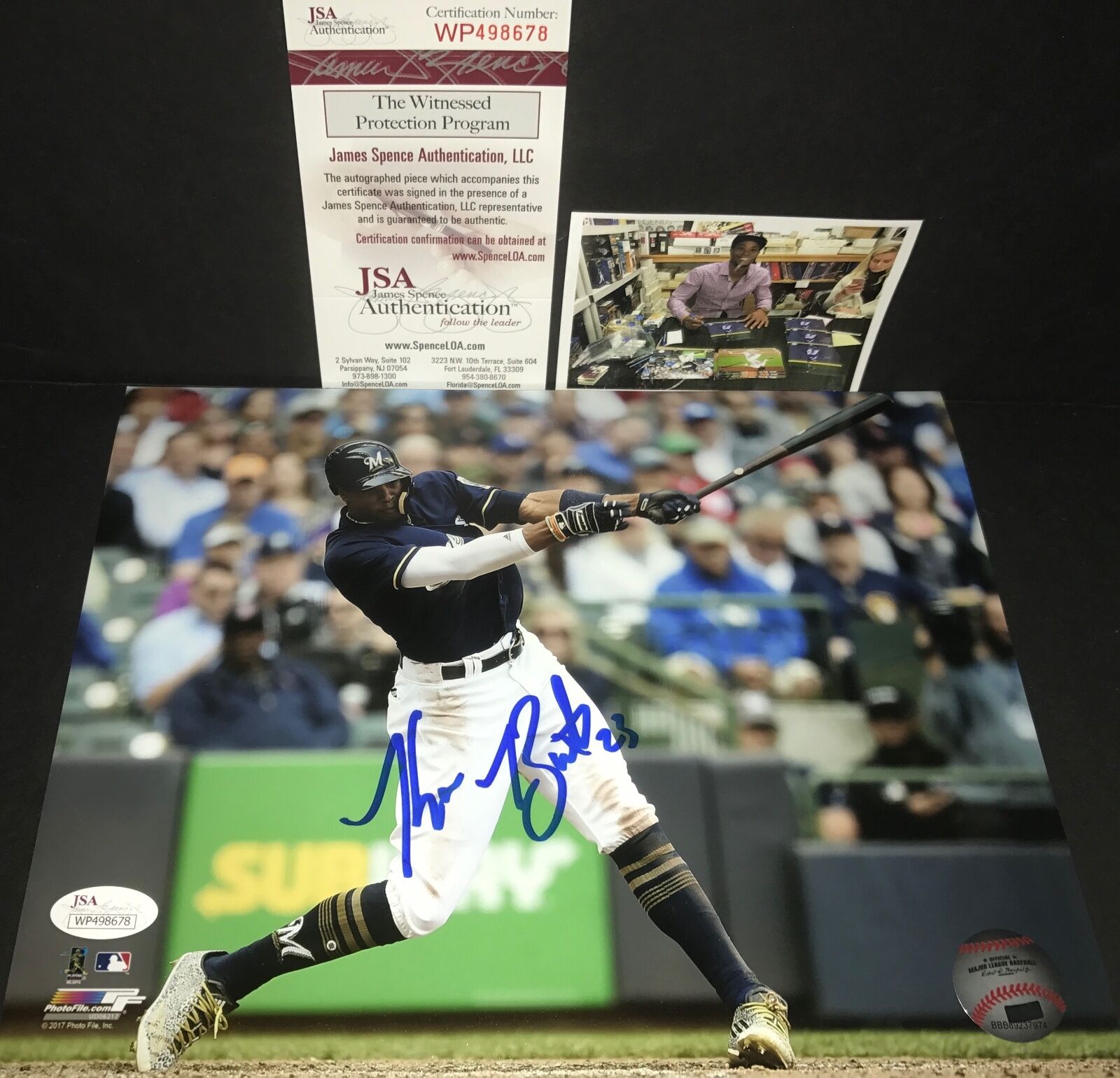 Keon Broxton Milwaukee Brewers Autographed Signed 8x10 JSA WITNESS COA 2