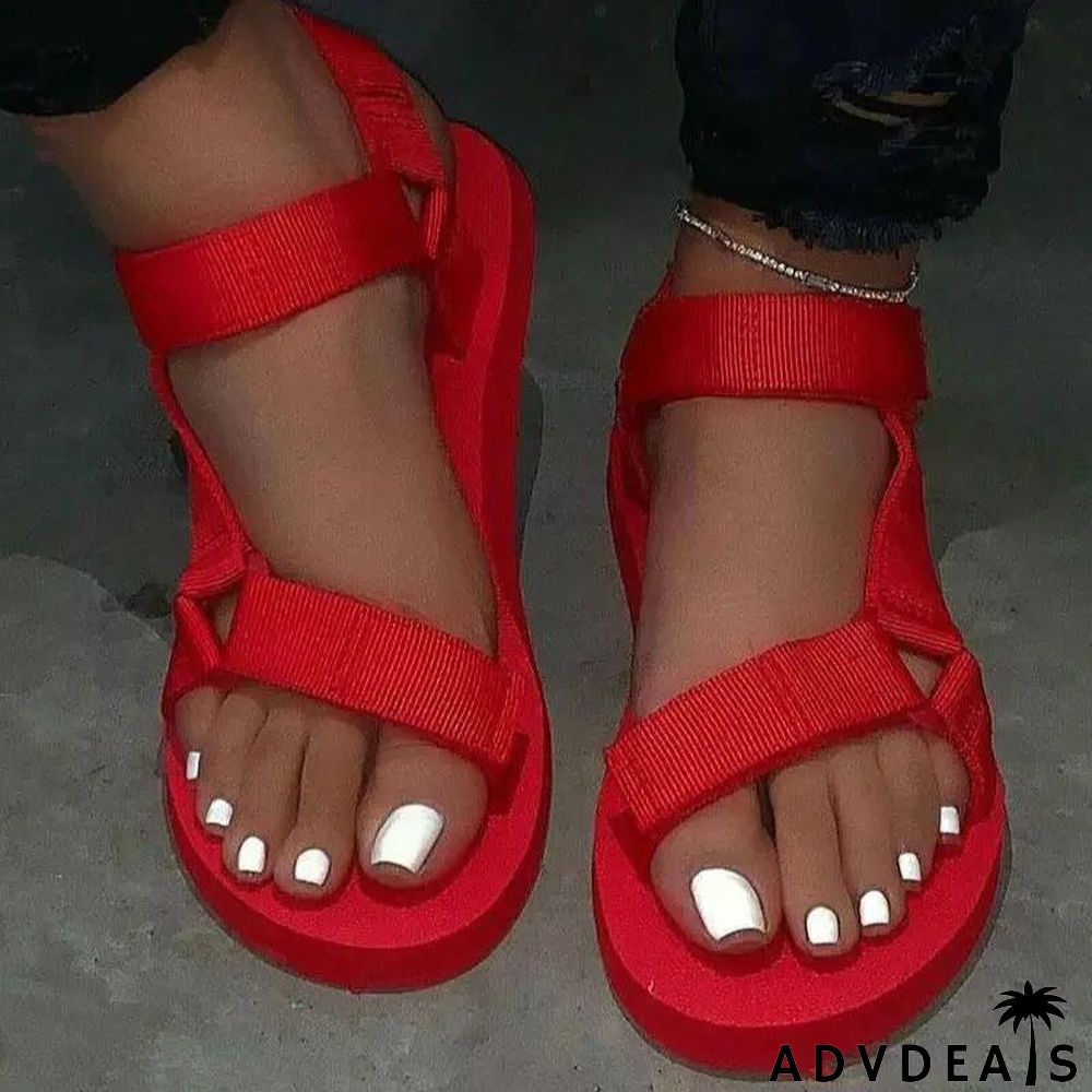 Fashion Casual Patchwork Solid Color Comfortable Flat Sandals