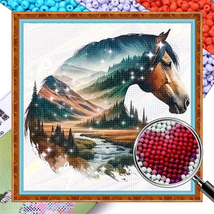 Silhouette Horse (36*36cm) 11CT Bead embroidery gbfke